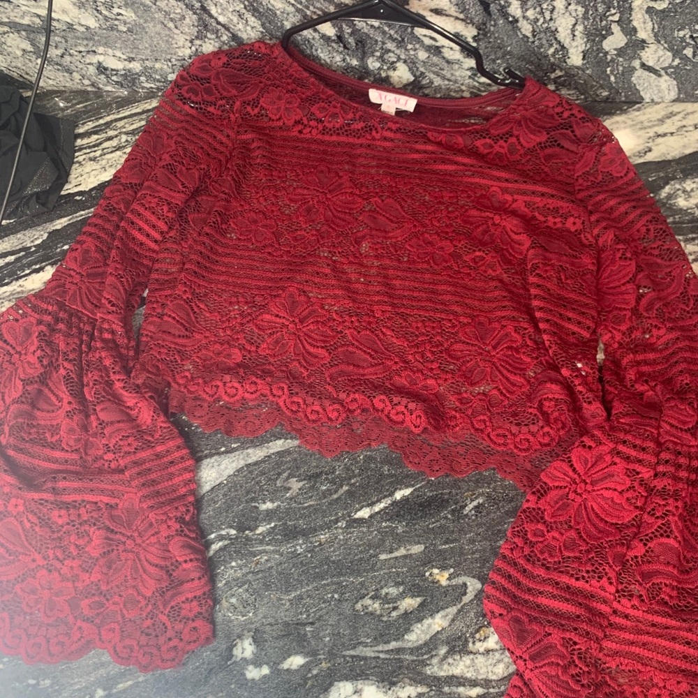 AGACI MAROON SLEEVE SURPLICE BLOUSE 🤩